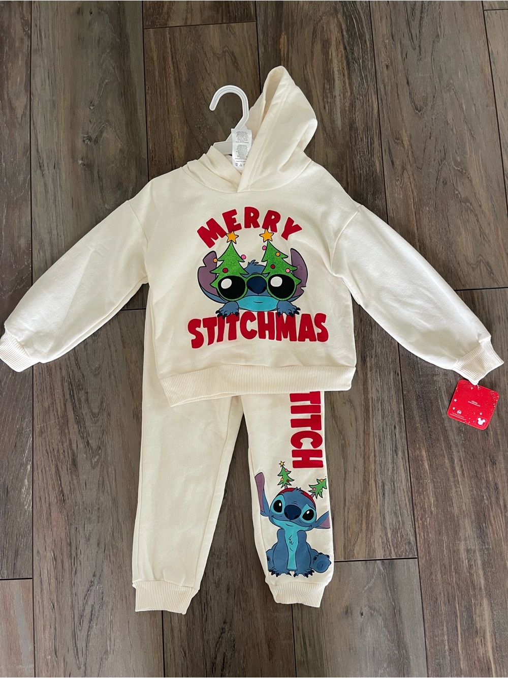 Disney Stitch Christmas 2pcs set of Hoodie & Sweatpants for girls size 4T NWT